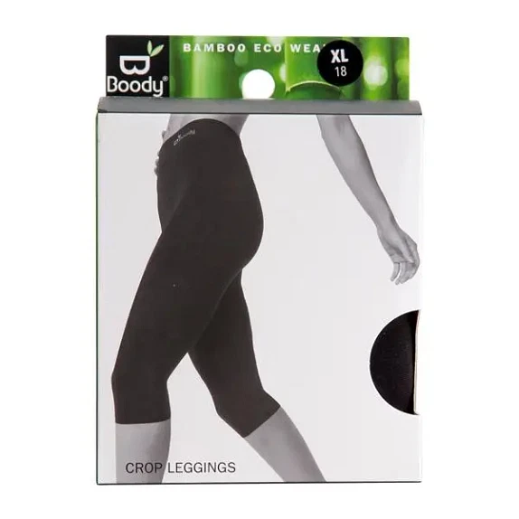 Leggins Basic Crop Sort str. XL Boody økologisk